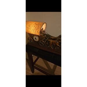 Copied - Vintage 4 horse wagon bronze lighted automated clock